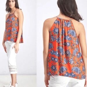 Collective Concepts Krissa Keyhole Halter Blouse Red Sleeveless Size M